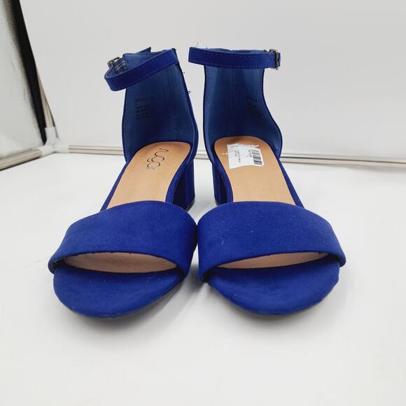 Sugar Noelle Electric Blue Low Block Heel ankle strap open toe sandals 7 - Picture 3 of 6